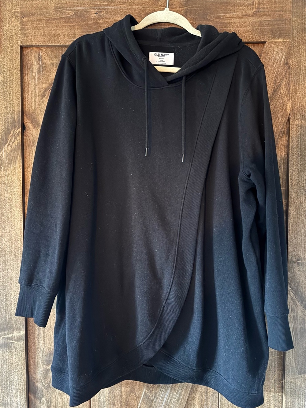Old Navy Black Hooded Wrap-Front Pullover Sweatshirt - LIKE NEW!